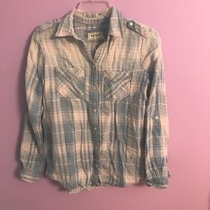 Blue plaid casual “boyfriend” button down